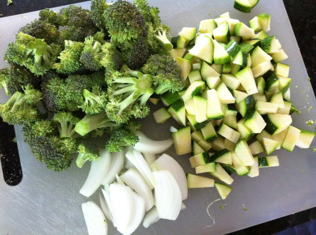 BBQ chicken foil packs - chopped veggies