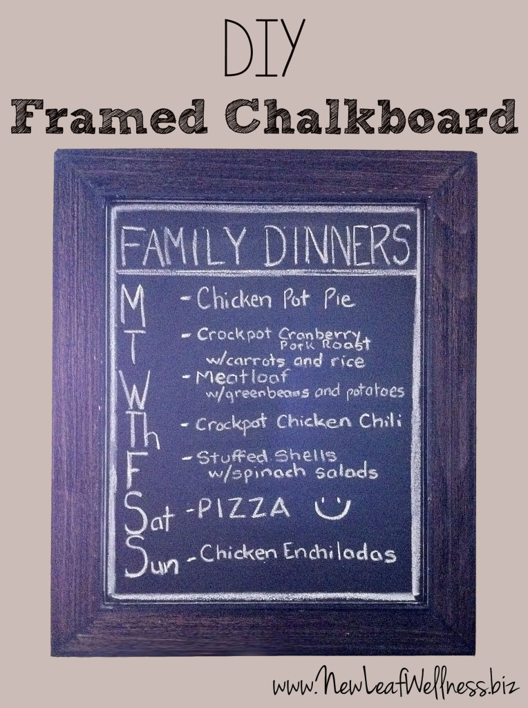 diy framed chalkboard dinner menu