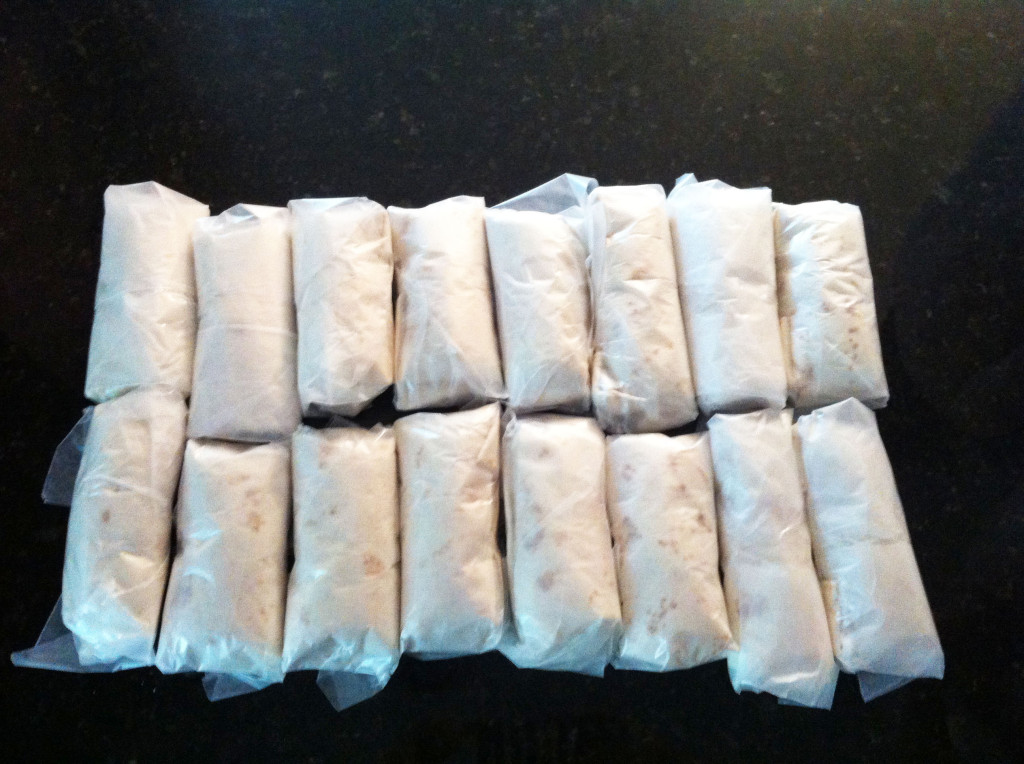 freezer to microwave breakfast burritos in wax paper
