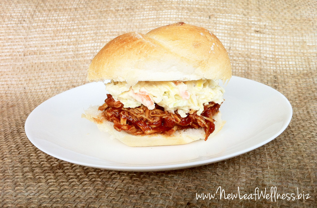 shredded bbq chicken with mango slaw