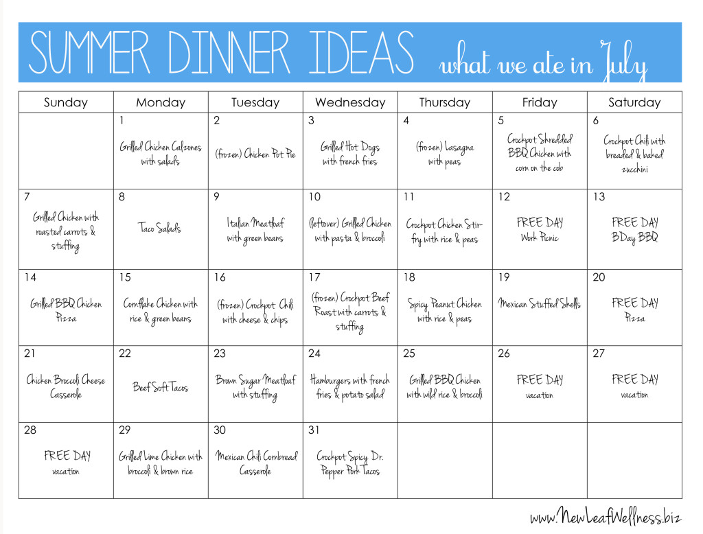 dinner menu ideas