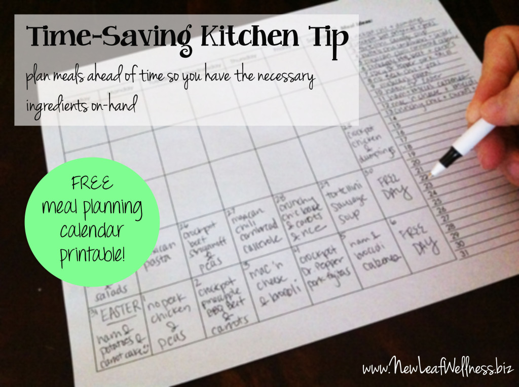 time saving kitchen tips - meal planning