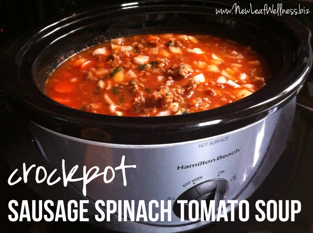 Crockpot Soup Recipes - Sausage Spinach Tomato Soup