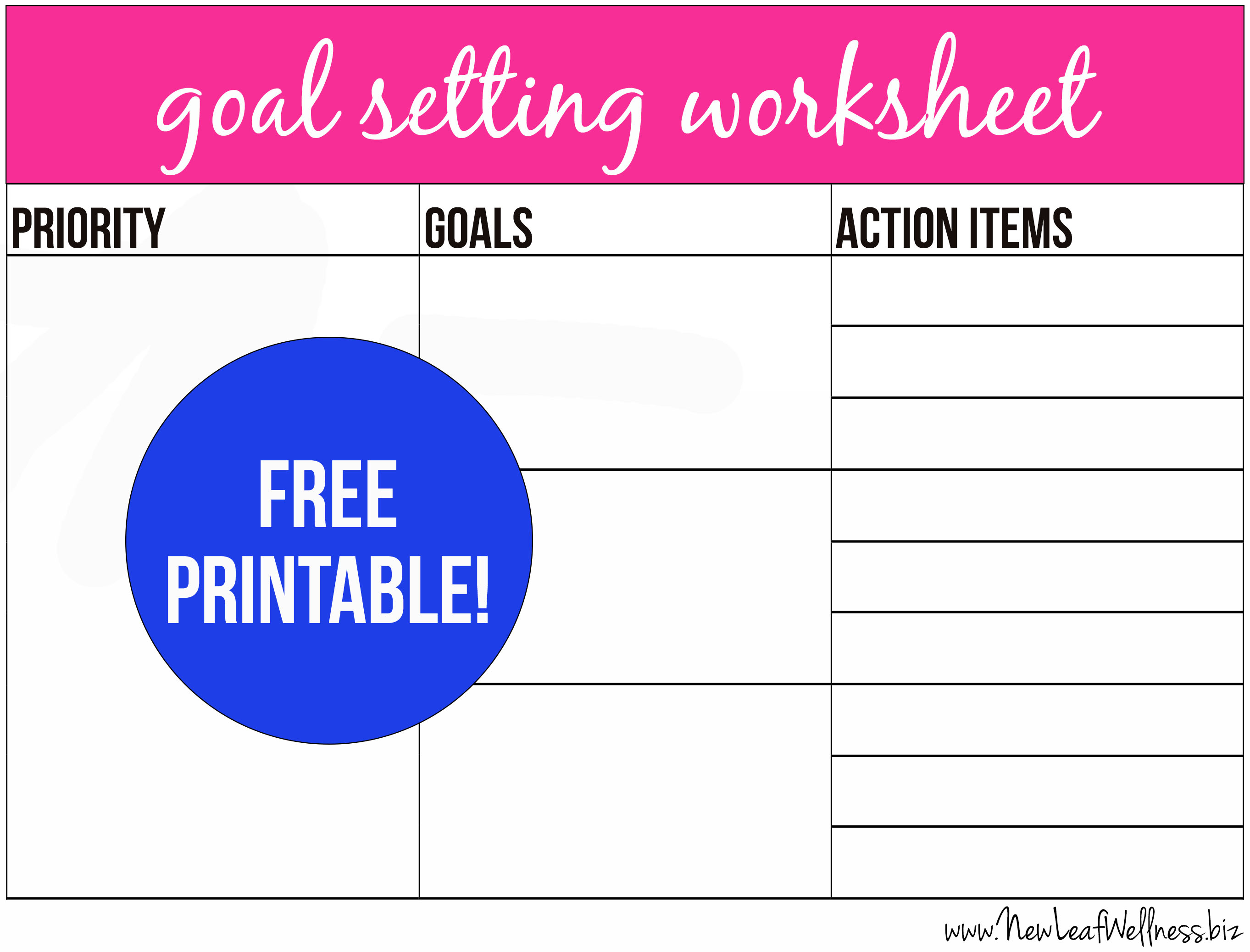 goal setting worksheet students