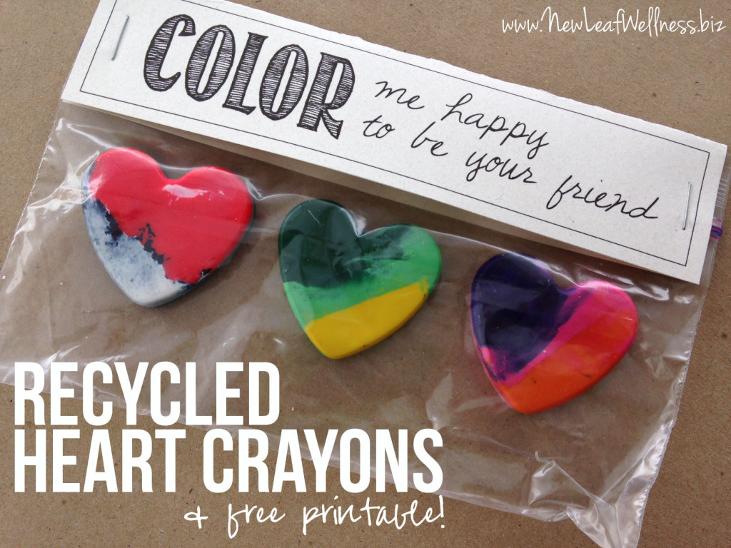 Recycled Heart Crayons and Free Printable Gift Tag