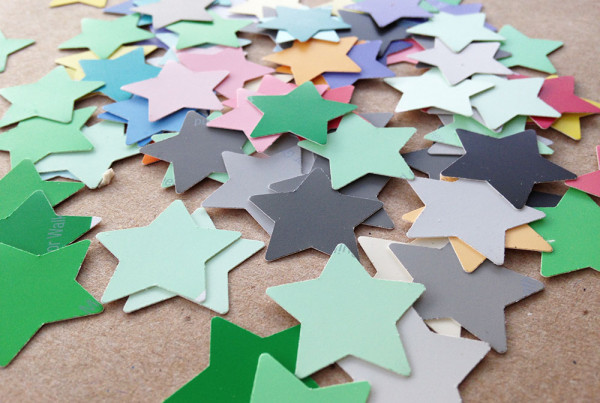 DIY confetti stars made with paint samples