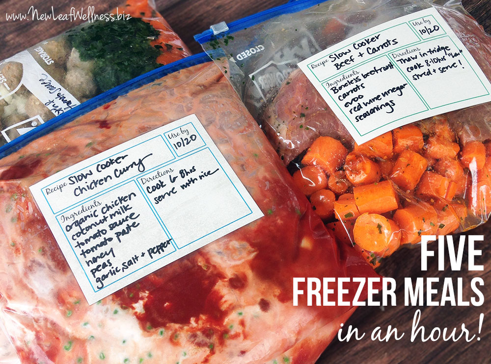 Five Freezer Slow Cooker Meals in an Hour