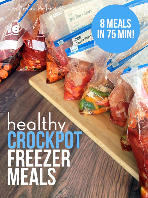 Eight healthy freezer crockpot meals in 75 minutes