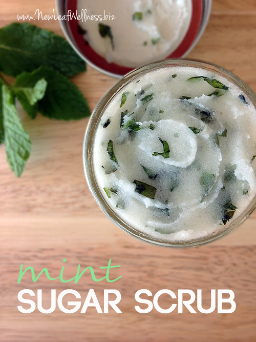 Homemade mint sugar scrub