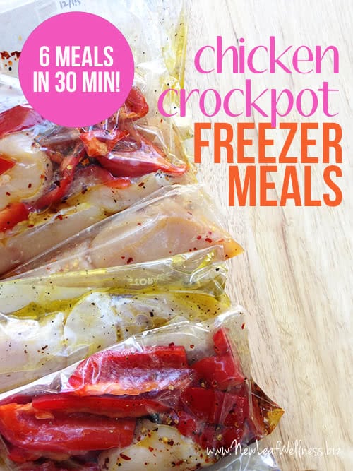 Six Chicken Crockpot Freezer Meals in 30 Minutes