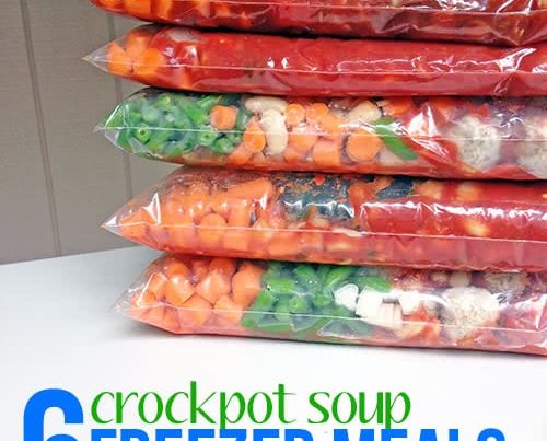 Six crockpot soup freezer meals in one hour