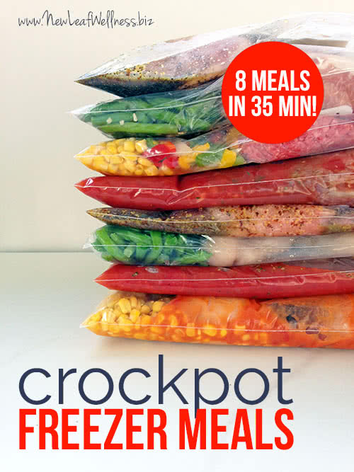 8 Crockpot Freezer Meals in 35 Minutes