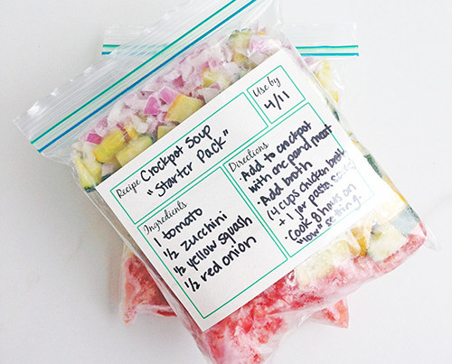 How to freeze fresh veggies as "crockpot soup starter packs"