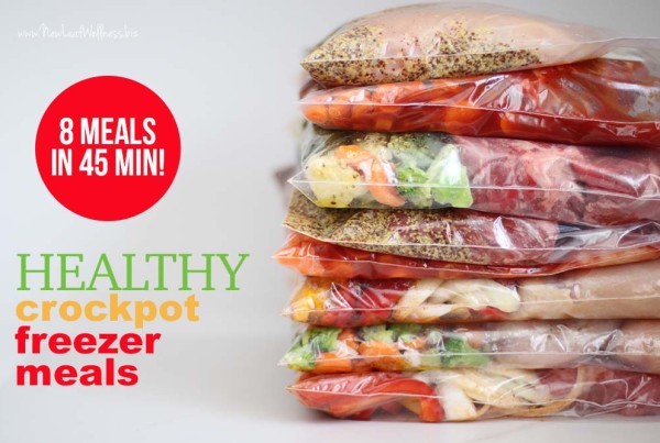 8 Healthy Crockpot Freezer Meals in 45 Minutes