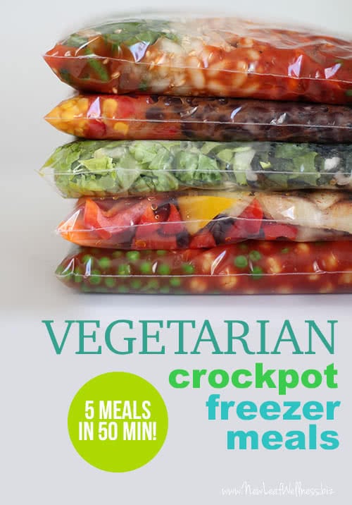 Five Vegetarian Freezer Crockpot Meals in 50 Minutes