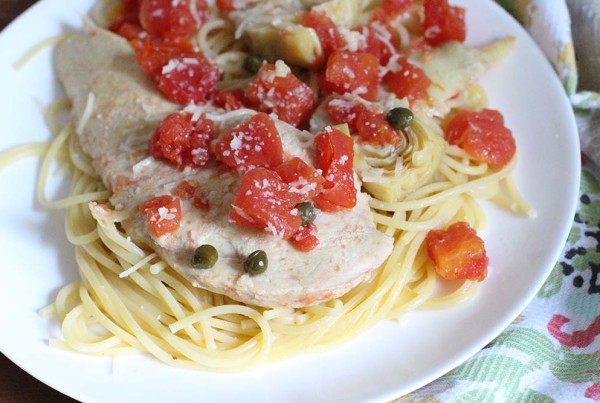 Crockpot White Wine Chicken with Artichokes