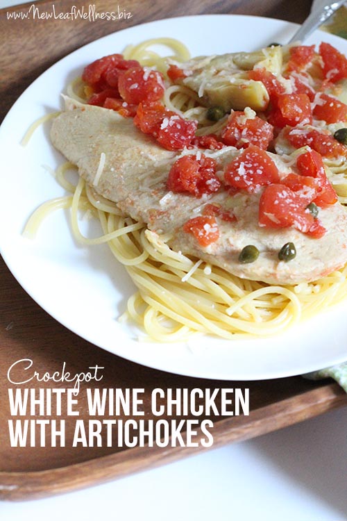 Crockpot White Wine Chicken with Artichokes