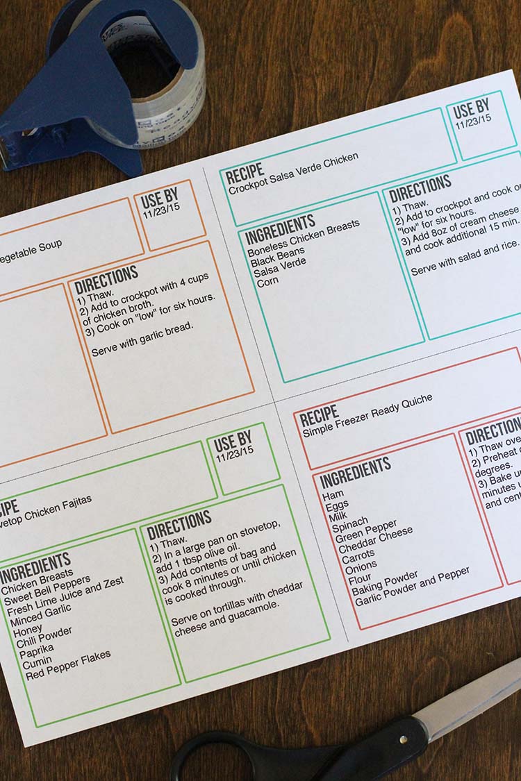 Printable Freezer Labels and Recipes - Sarah Hearts