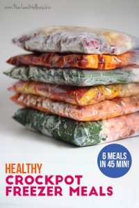 6 Healthy Freezer Crock Pot Meals in 45 Minutes | The Family Freezer