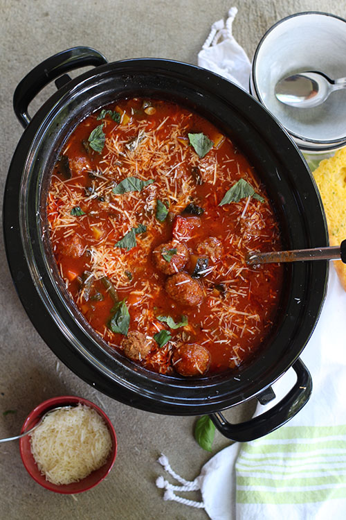 Slow Cooker Meatball Vegetable Soup | The Family Freezer