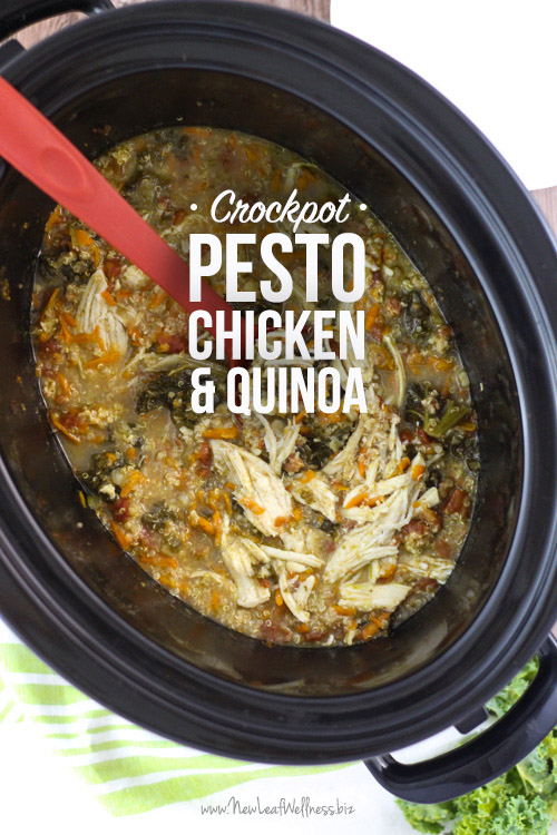 Crockpot Pesto Chicken Quinoa Bowls