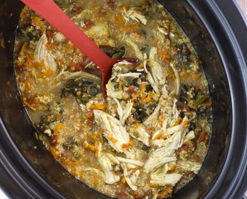 Crockpot Pesto Chicken Quinoa Bowls