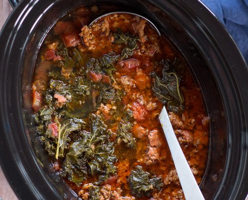 5-Ingredient Crockpot Kale & Chorizo Soup