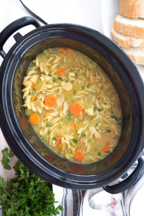 Crockpot Low-Fat All-Natural Chicken Noodle Soup (Panera Copycat) | The ...