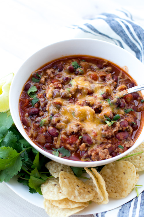 Slow Cooker Beef, Lime, and Cilantro Chili