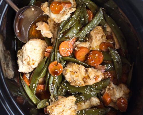 Crockpot Ginger Chicken with Snow Peas