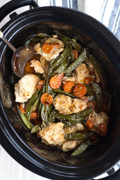 Crockpot Ginger Chicken with Snow Peas