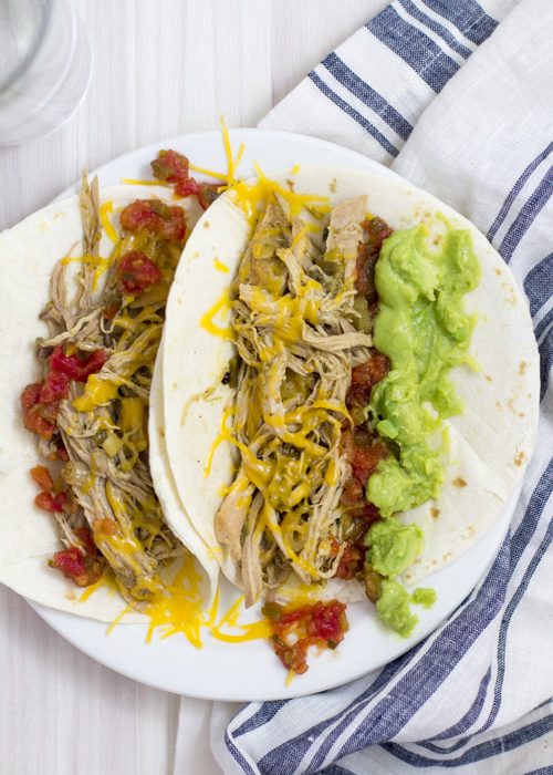 Easy and Healthy Crockpot Salsa Verde Shredded Pork Tacos