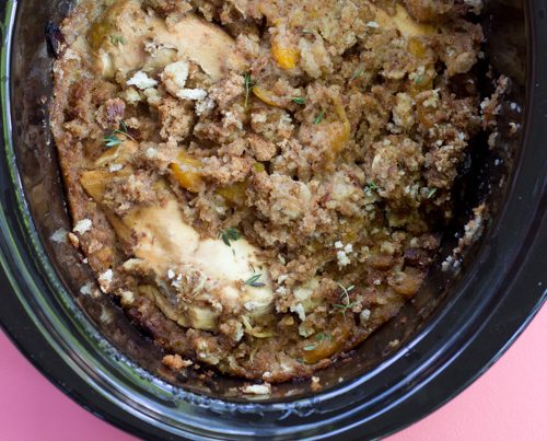 Crockpot Chicken with Peach Stuffing