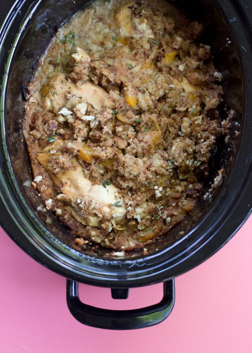 Crockpot Chicken with Peach Stuffing