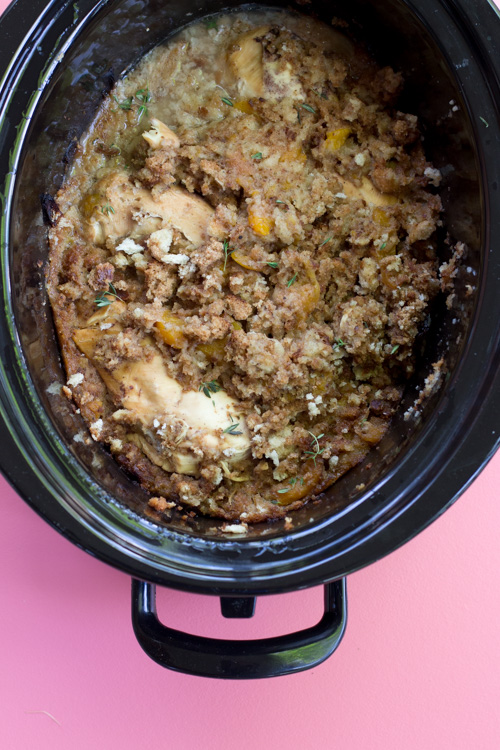 Crockpot Chicken with Peach Stuffing