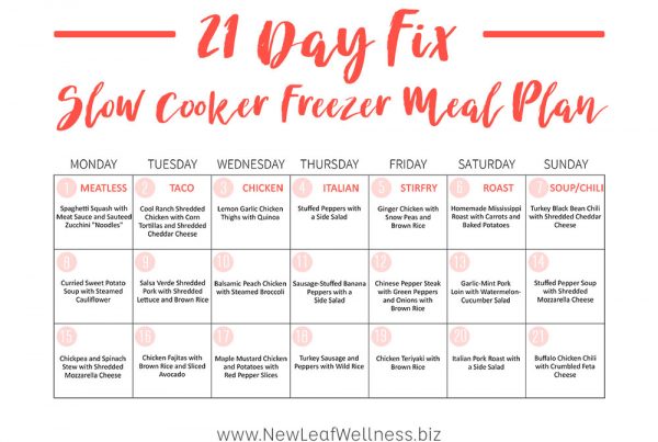 The Ultimate 21 Day Fix Slow Cooker Freezer Meal Plan