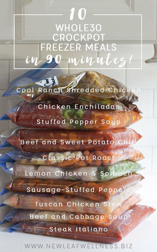 10 Whole30 Crockpot Freezer Meals in 90 Minutes