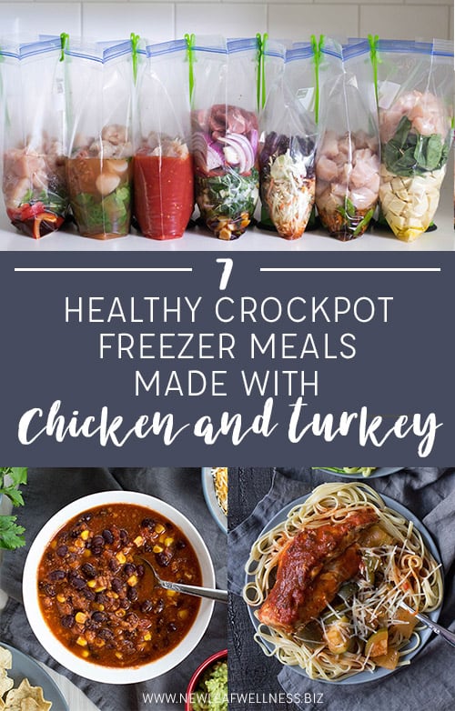 7 Healthy Crockpot Freezer Meals with Chicken and Turkey