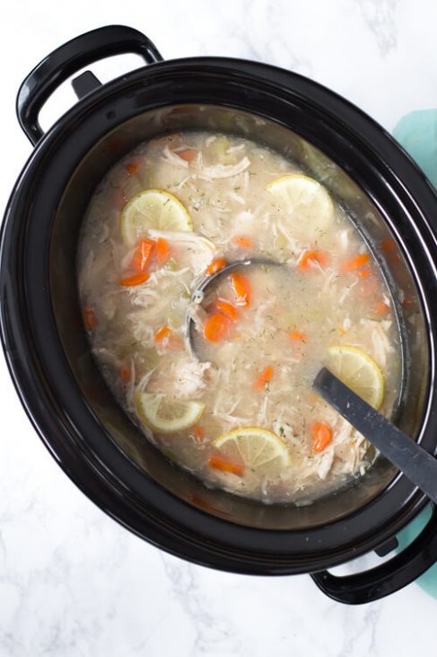 Crockpot Lemon Chicken and Rice Soup Recipe | The Family Freezer