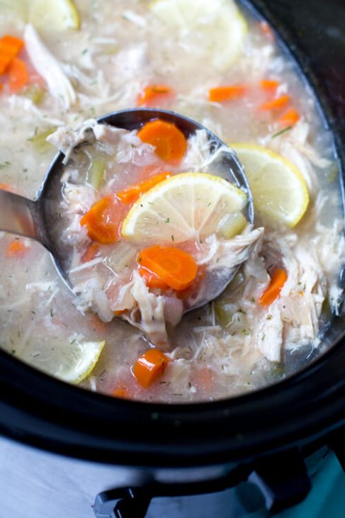 Crockpot Lemon Chicken and Rice Soup Recipe | The Family Freezer