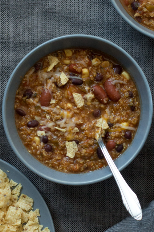 Vegetarian Crockpot Taco Chili with Quinoa