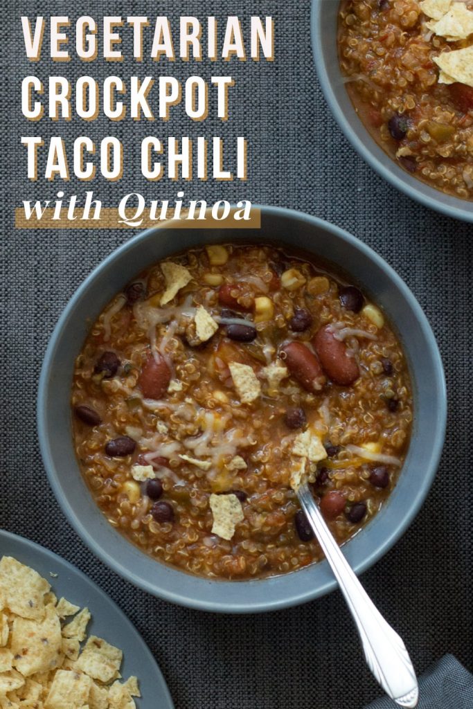 Vegetarian Crockpot Taco Chili with Quinoa